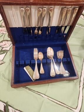 Christofle Silver Fidelio Flatware Set with Blue Velvet Case